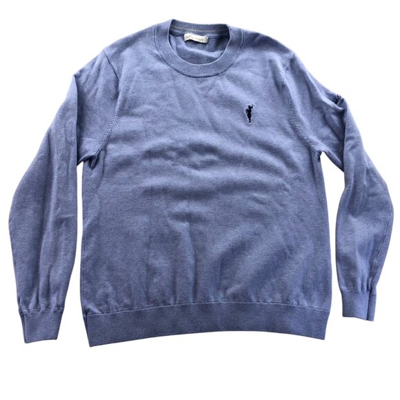 Peter Millar Mens Sweater Medium Crewneck Blue Knit Long Sleeeve Classic Casual - Picture 1 of 13